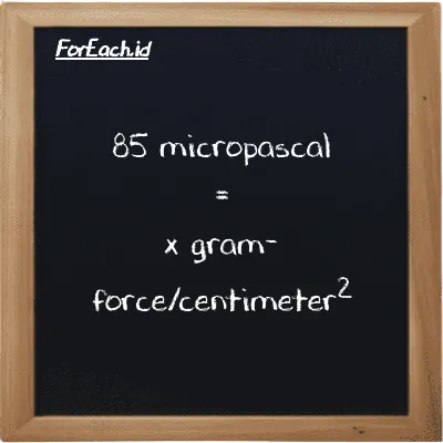 Example micropascal to gram-force/centimeter<sup>2</sup> conversion (85 µPa to gf/cm<sup>2</sup>)